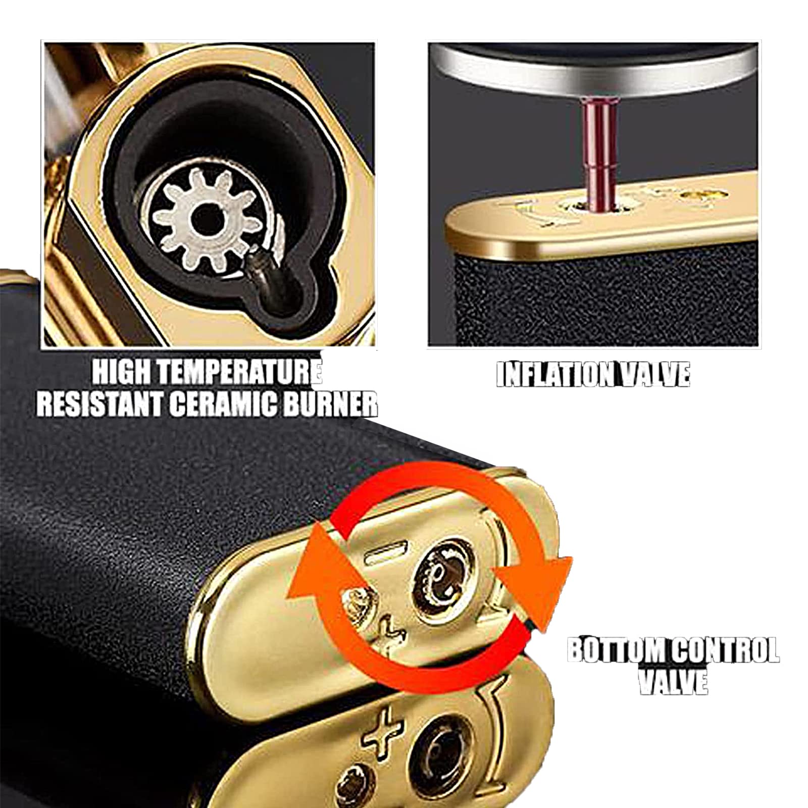 GDDFZ Ruinidi Magic Double Flame Lighter Luminous Cigar Torch Lighters Wind-Proof and Waterproof Unusual Creative Metal Gift for Men (Dragon Shape, Black)