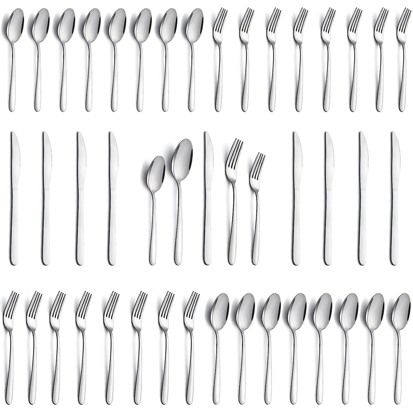 APEO 40 Piece Stainless Steel Silverware Set for 8, Premium Polished Flatware Sets, Forks Spoons and Knives Set, Food-Grade Cutlery Set for Home Kitchen Restaurant Hotel, Dishwasher Safe Utensils Set