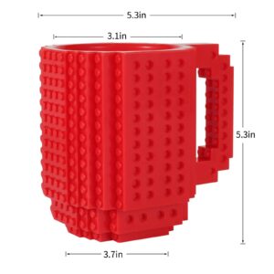 Gvendo Build on Brick Coffee Mug, Fun Gaming Mugs with Handle DIY Red Large Coffee Cup,Funny Gifts for Men Women Office Work or Childhood Education