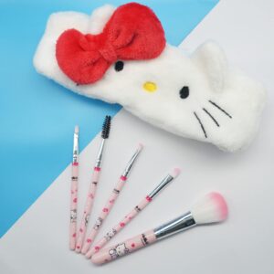 5PCS Kitty Makeup Brush with Kitty Cat Headband-Cosmetic Makeup Brush Set Professional Tool Kit Set Brush Set Best Gift for Young Girl Women