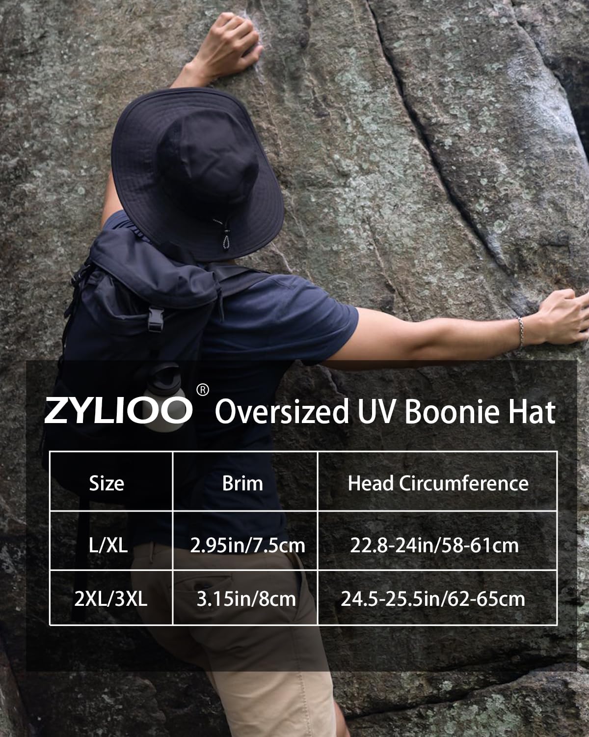 Zylioo 2XL Oversized Summer Boonie Hats,Adjustable Fishing Sun Hat for Big Heads,Large Lightweight Cooling Hat Khaki