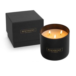 benevolence 3 wick candle, bergamot & jasmine large candle | 14.5 oz summer candle, gifts for men, manly candles for men, scented candles for home scented | 45 hour burn aromatherapy jasmine candle