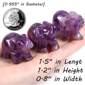 QINJIEJIE Amethyst Elephant Decor Statue Crystals Decor Healing Stones Crystal Purple Pocket Figurines Cute Hand Carved Sculpture Gemstones Spiritual Home Office Desk Decorations Gifts for Women Men