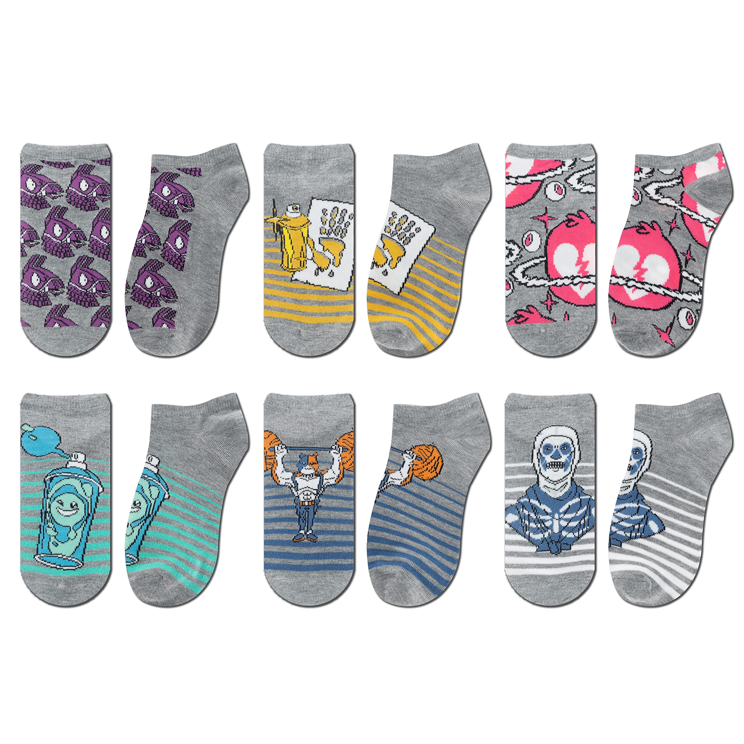 Fortnite Boys Socks, 6 Pack Kids Ankle Socks for Boys, Boys No Show Socks, Fortnite Ankle Socks for Boys Fortnite Patterns