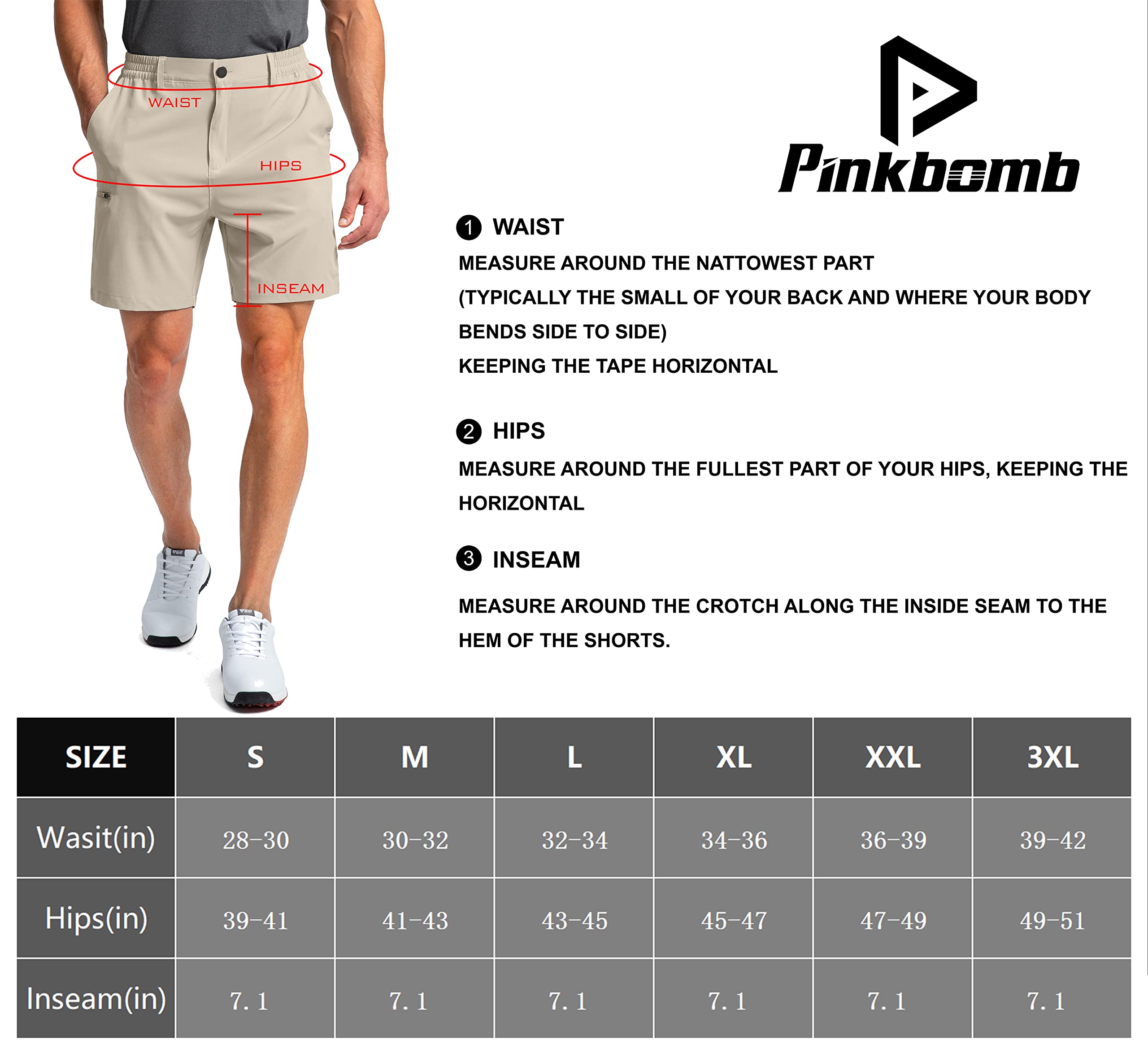 Pinkbomb Men's Golf Shorts with 6 Pockets Stretch Quick Dry Hiking Work Dress Shorts for Men (Army Green, Medium)