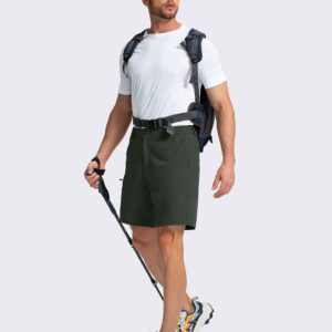 Pinkbomb Men's Golf Shorts with 6 Pockets Stretch Quick Dry Hiking Work Dress Shorts for Men (Army Green, Medium)