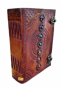 cure de bolso 560 pages large leather journal - seven chakra diary notebook with stones book of shadows sketchbook handmade writing notebook-7x10 inches, brown