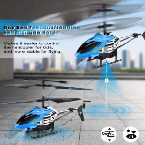 Dolanus RC Helicopters - Remote Control Helicopter Toys: One Key Take-Off/Landing, Automatic Altitude Hold, LED Light & 3.5 Channel Gyro Stabilizer, Flying Toys - Gift for Boys/Girls Kids Adults, Blue