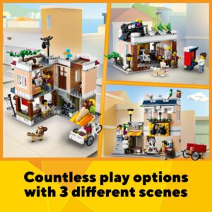 LEGO Creator 3 in 1 Downtown Noodle Shop House, Transforms from Noodle Shop to Bike Shop to Arcade, Modular Building Set, Toy Gift for Kids 8 Years and Up, 31131