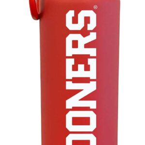 Campus Colors NCAA Stainless Steel Water Bottle - Twist on cap - 24 oz - Carry Clip - Keeps Your Drinks Hot or Cold for Hours (Oklahoma Sooners - Crimson)