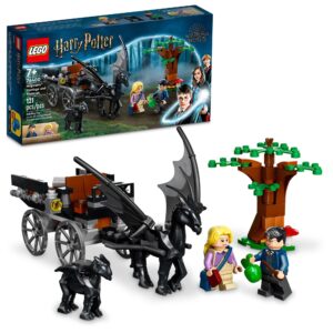 lego harry potter hogwarts carriage & thestrals set 76400, building toy for kids 7 plus years old with 2 winged horse figures and luna lovegood minifigure