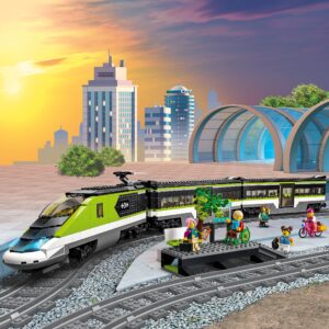 LEGO City Express Passenger Train Set, 60337 Remote Controlled Toy, Gifts for Kids, Boys & Girls with Working Headlights, 2 Coaches and 24 Track Pieces