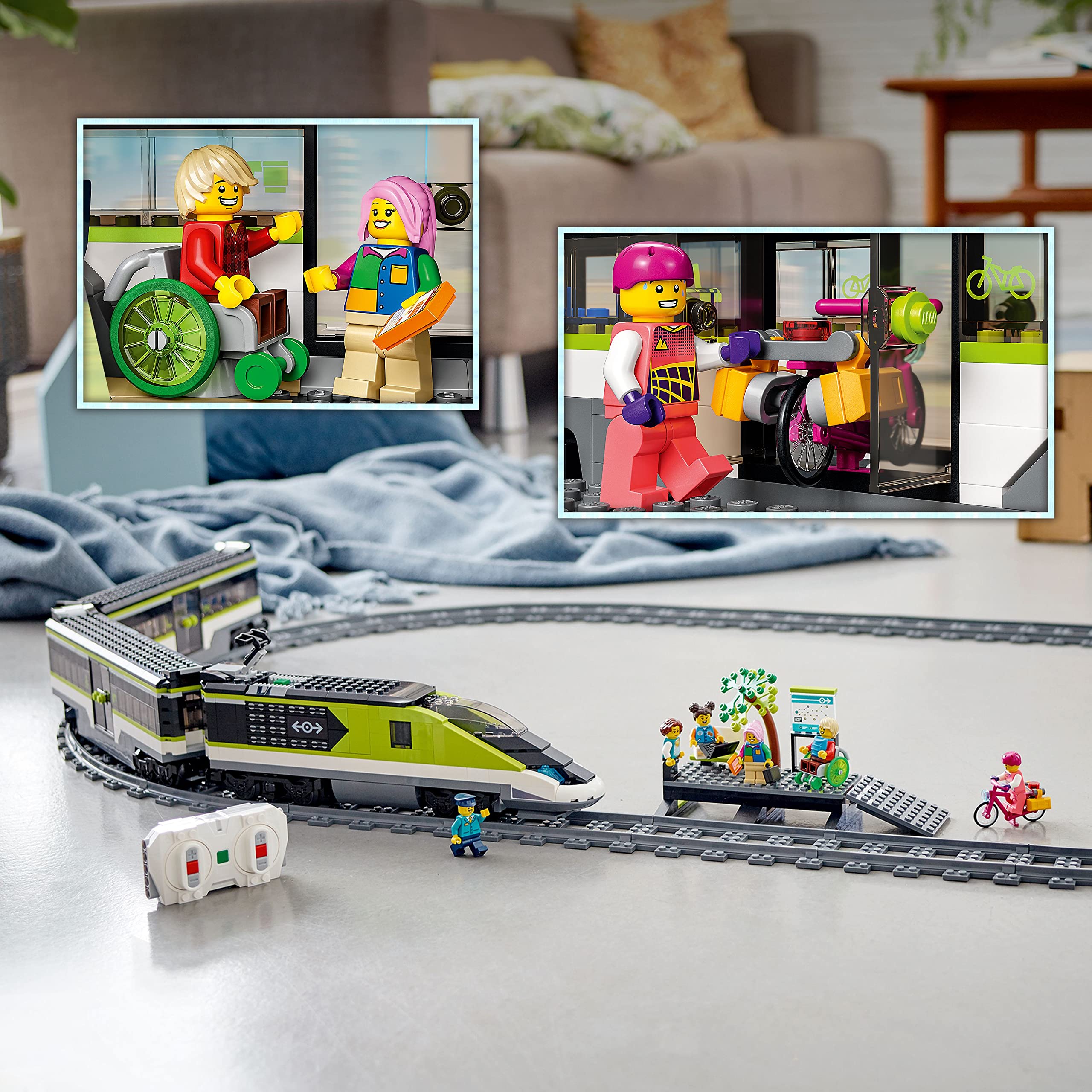 LEGO City Express Passenger Train Set, 60337 Remote Controlled Toy, Gifts for Kids, Boys & Girls with Working Headlights, 2 Coaches and 24 Track Pieces