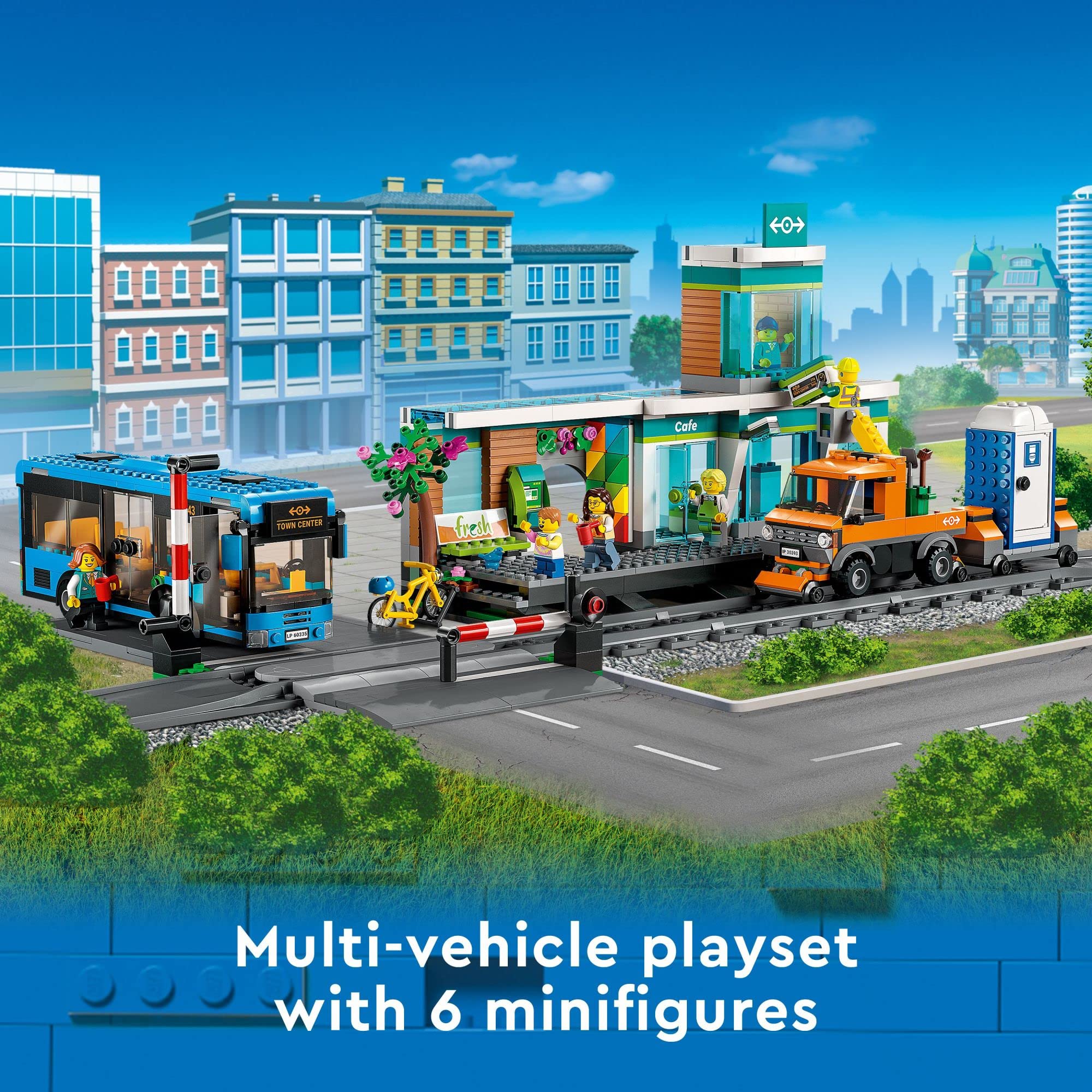 LEGO City Train Station Set 60335 with Bus, Rail Truck, and Tracks, Compatible with City Sets. Pretend Play Train Set for Kids Who Love Pretend Play