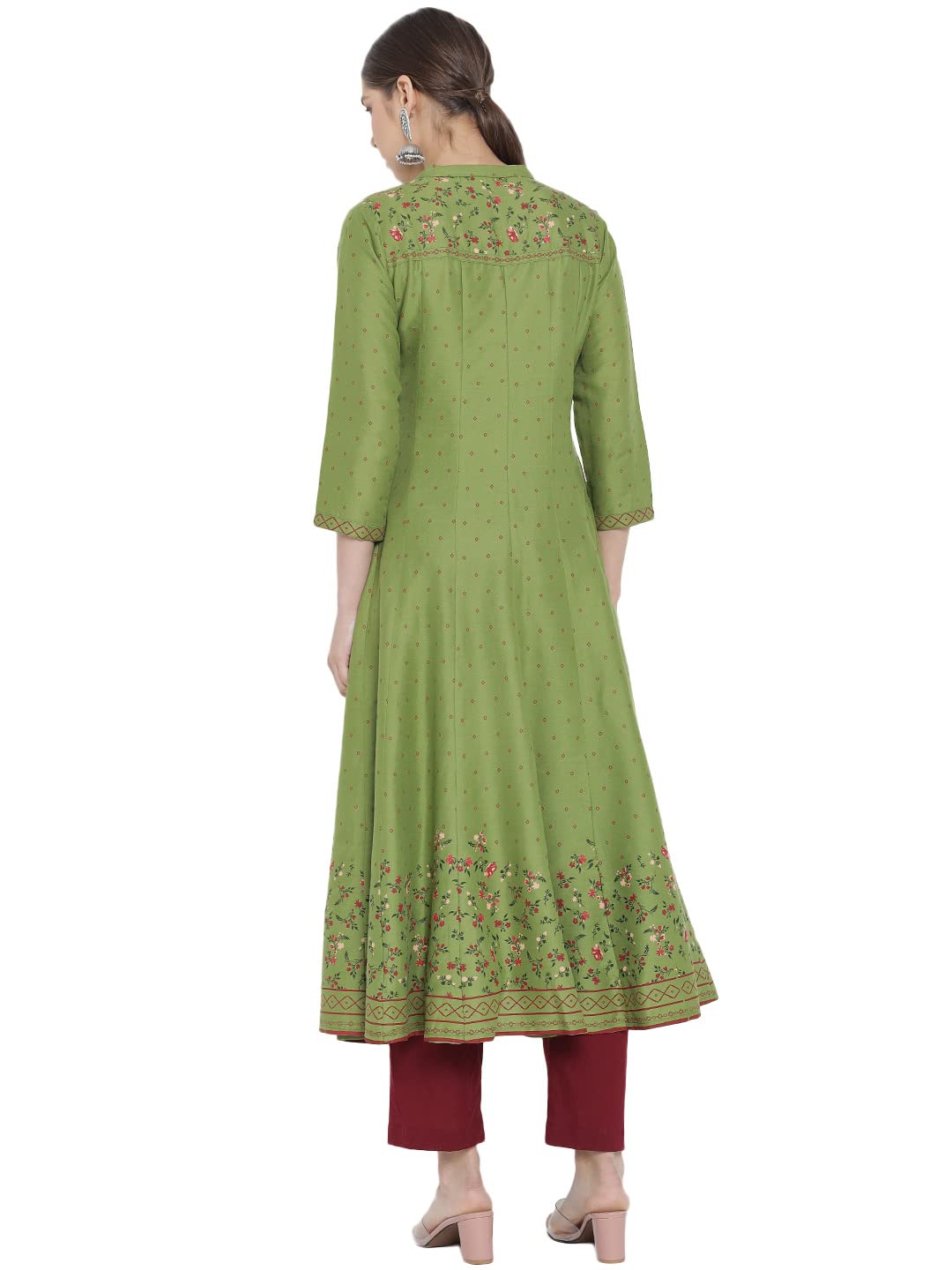 Yash Gallery Women's Rayon Floral Printed Anarkali kurta (Green, 5XL)