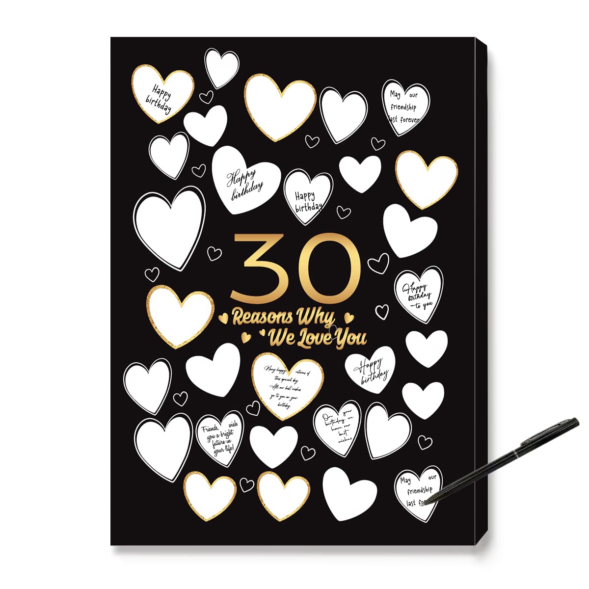 30 Reasons Why We Love You, 30th Birthday Gift Guest Canvas, For Her, Man, Woman, Sister, Friend, Family, Great 30th Anniversary or 30th Birthday Party Decoration-11x15 inches