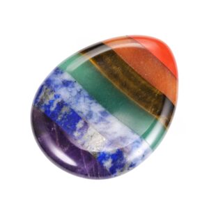 CrystalTears Chakra Worry Stone for Anxiety Healing Crystal Thumb Worry Stones Pocket Palm Stones Stress Relief Reiki Healing Meditation