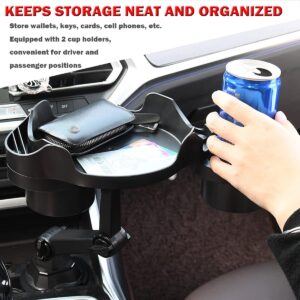 HOLDCY Cup Holder Expander for Car, 360 Degrees Rotate Adjustable 6.3 inches Surface Car Tray Table and Drink Holders with 3 Coaster, Car Cup Holder Tray Apply to All Auto Models