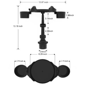 HOLDCY Cup Holder Expander for Car, 360 Degrees Rotate Adjustable 6.3 inches Surface Car Tray Table and Drink Holders with 3 Coaster, Car Cup Holder Tray Apply to All Auto Models