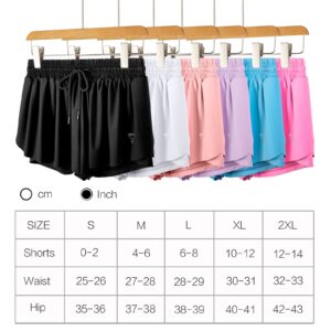 Flowy Shorts for Women Gym Yoga Athletic Workout Running Exercise Sweat Spandex Cute Teen Girls Tennis Skorts Skirt with Pockets Trendy Clothes Casual Summer(S, Black)