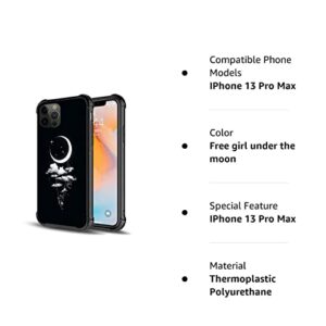 DAIZAG Case Compatible with iPhone 13 Pro Max, Free Girl Under The Moon Case for iPhone 13 Pro Max Cases for Man Woman, Protection Shockproof Scratches Case Cover