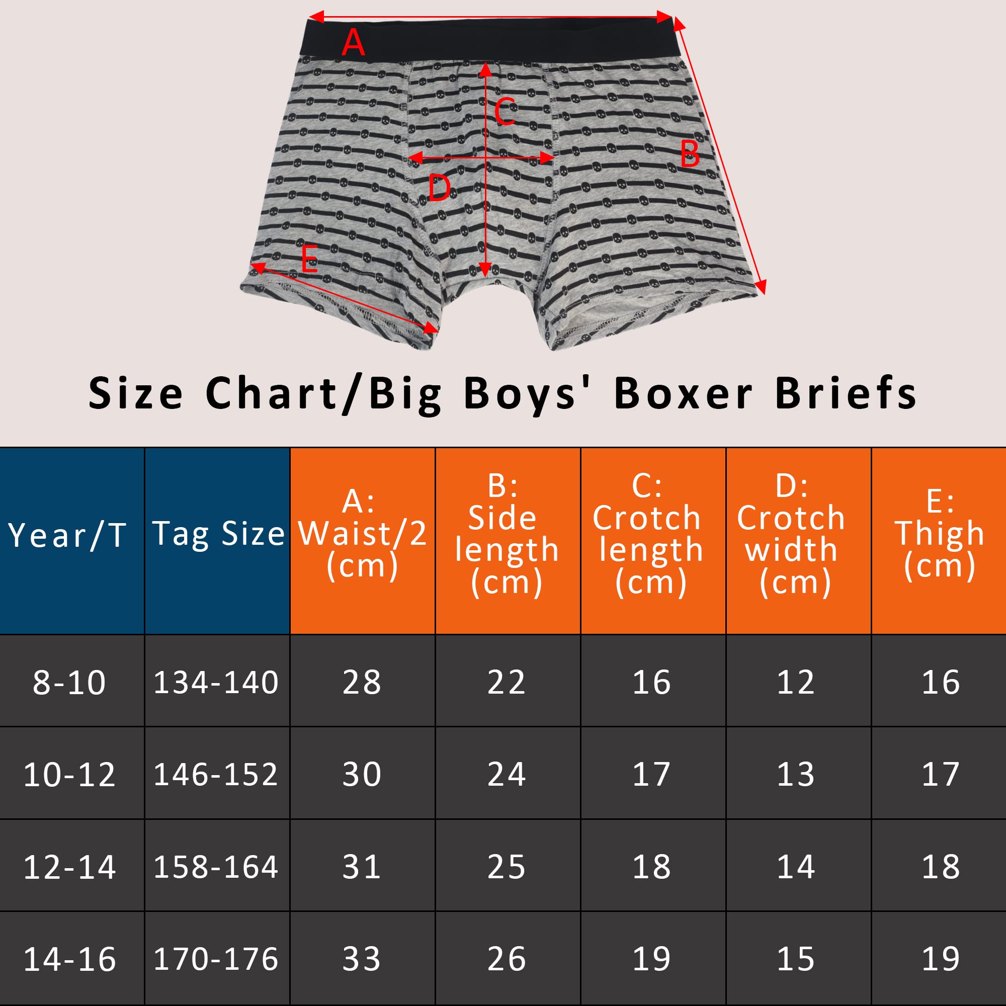 Allxwek Boys Boxer Briefs Size 14-16 Soft Big Kids Youth Cotton Underpants 6 pack,170-176/14-16 years