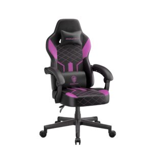 dowinx gaming chair with pocket spring cushion, ergonomic computer chair high back, reclining game chair pu leather 350lbs, purple