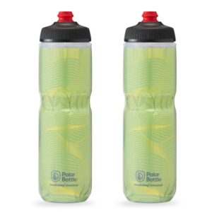 polar bottle breakaway insulated water bottle - bpa free, cycling & sports squeeze bottle (jersey knit - highlighter 24 oz) - 2 pack