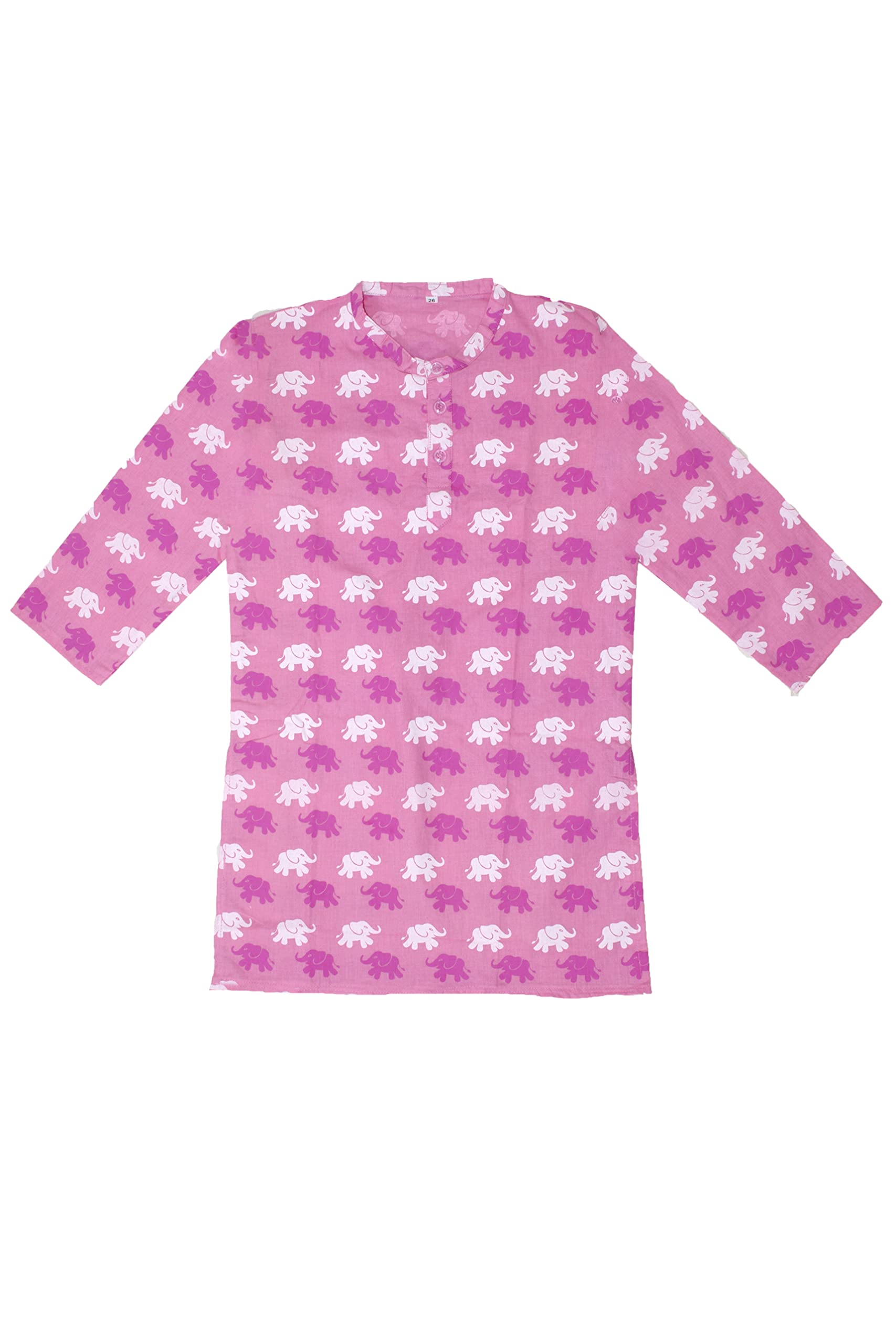 Chandrakala Kids Kurta Set for Boys Indian Printed Ethnic Wear, Pink-White,6-7 Years (KK104PIN7)