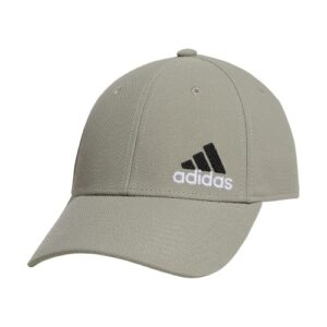 adidas Men's Release 3 Structured Stretch Fit Cap, Silver Pebble Grey/Black/White, Small-Medium