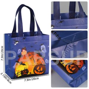 PARSUP Halloween Trick or Treat Bags, 16PCS Small Halloween Tote Bags with Handles, Gift Bags, Multifunctional Non-Woven Halloween Bags for Gifts Wrapping, Halloween Party Supplies, 7.9×7.9×3.15"