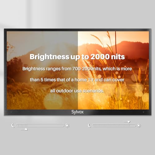 SYLVOX 65'' Full Sun Outdoor TV Waterproof 4K Television, 2000nits All Metal Corrosion Resistant, with Wireless Connection & Wi-Fi, for Outdoor All Area, Pool Series OT65A1KAGE 2023