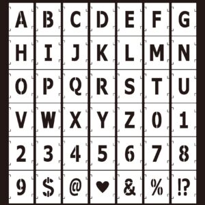 42Pcs Letter Stencils 3 inch, Letters and Numbers Interlocking Stencil Kit, Symbol Numbers Craft Stencils Art Craft Stencils for Painting on Wood, Wall, Fabric, Rock, Canvas, Chalkboard, Signage