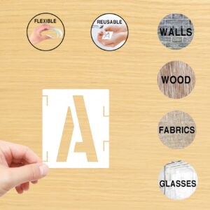 Mossdecal 42pcs Alphabet Stencils 1 inch, 42 Pcs Reusable Plastic Letter Stencils and Number Templates Interlocking Kit Art Craft Stencils for Painting on Wood, Wall, Glass, Fabric, Rock, Signage