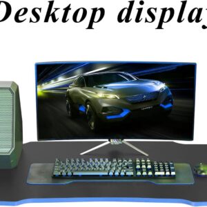 XXkseh 39 in Gaming Desk Gaming Computer Desk with Hook Z-Shaped PC Gaming Table Home Office Desks for Small Places, Carbon Fiber Surface, Simple Installation, Blue