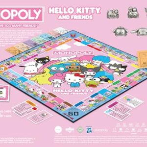 Monopoly: Hello Kitty and Friends, Buy, Sell, Trade Buildings from The Animated Series, Featuring My Melody, Badtz-Maru, Keroppi, Classic Monopoly Game, Officially-Licensed Hello Kitty Merchandise