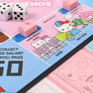 Monopoly: Hello Kitty and Friends, Buy, Sell, Trade Buildings from The Animated Series, Featuring My Melody, Badtz-Maru, Keroppi, Classic Monopoly Game, Officially-Licensed Hello Kitty Merchandise