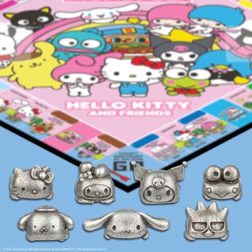 Monopoly: Hello Kitty and Friends, Buy, Sell, Trade Buildings from The Animated Series, Featuring My Melody, Badtz-Maru, Keroppi, Classic Monopoly Game, Officially-Licensed Hello Kitty Merchandise