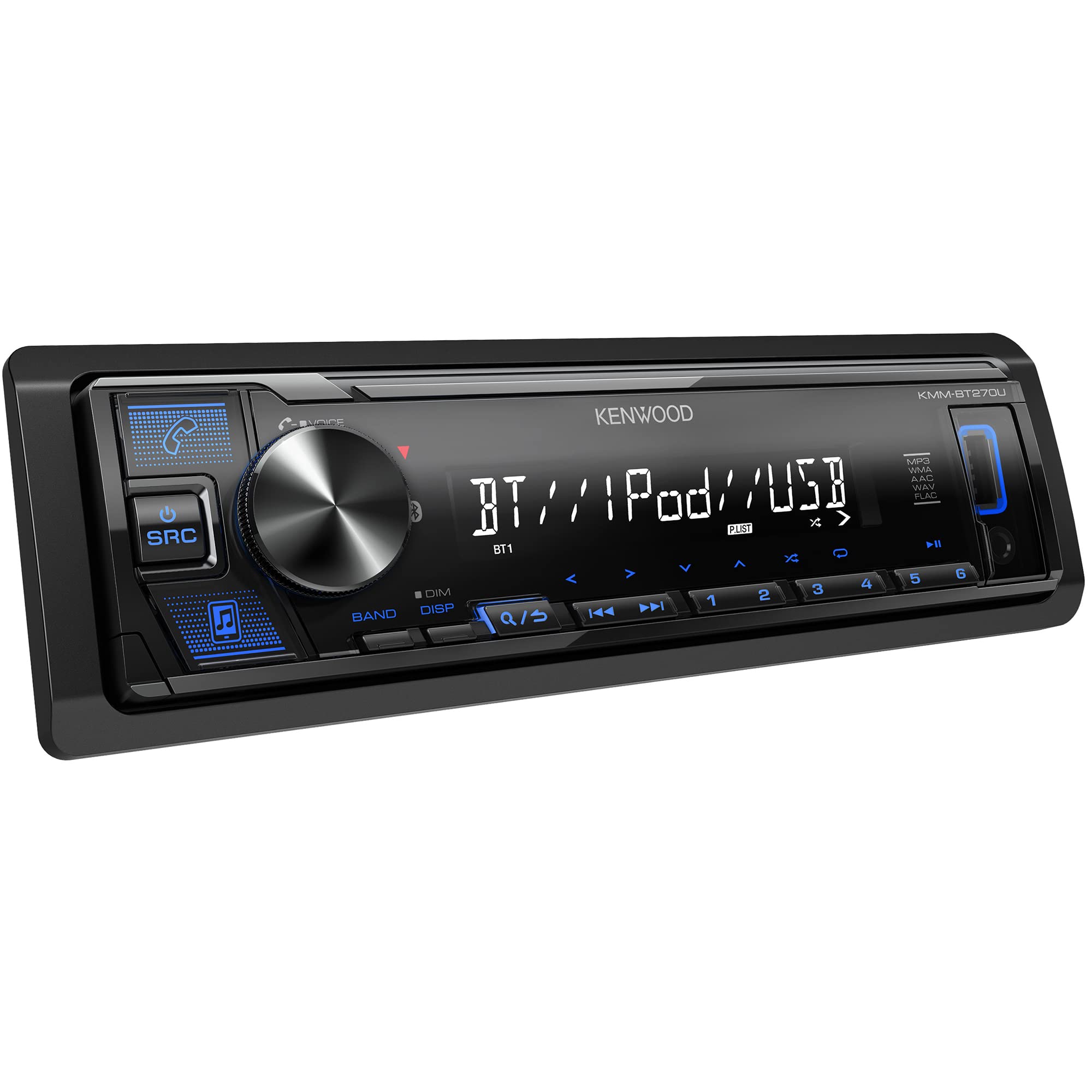 KENWOOD KMM-BT270U Bluetooth Digital Media Car Stereo Receiver with USB Port – AM/FM Radio, MP3 Player, High Contrast LCD, Detachable Face Plate, Single DIN, 13-Band EQ