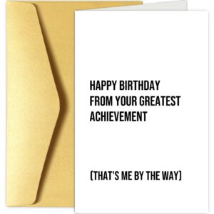 Chenive Happy Birthday Card for Dad Mom, Funny Birthday Card from Son Daughter, Humorous Bday Greeting Card