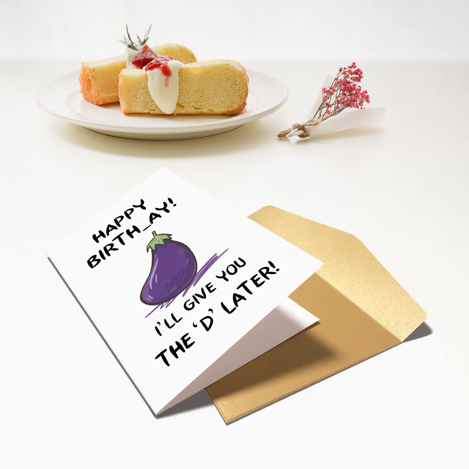 Chenive Happy Birthday Card for Wife Girlfriend, Naughty Birthday Greeting Card for Her, Funny Rude Bday Card, I’ll Give You The D Later