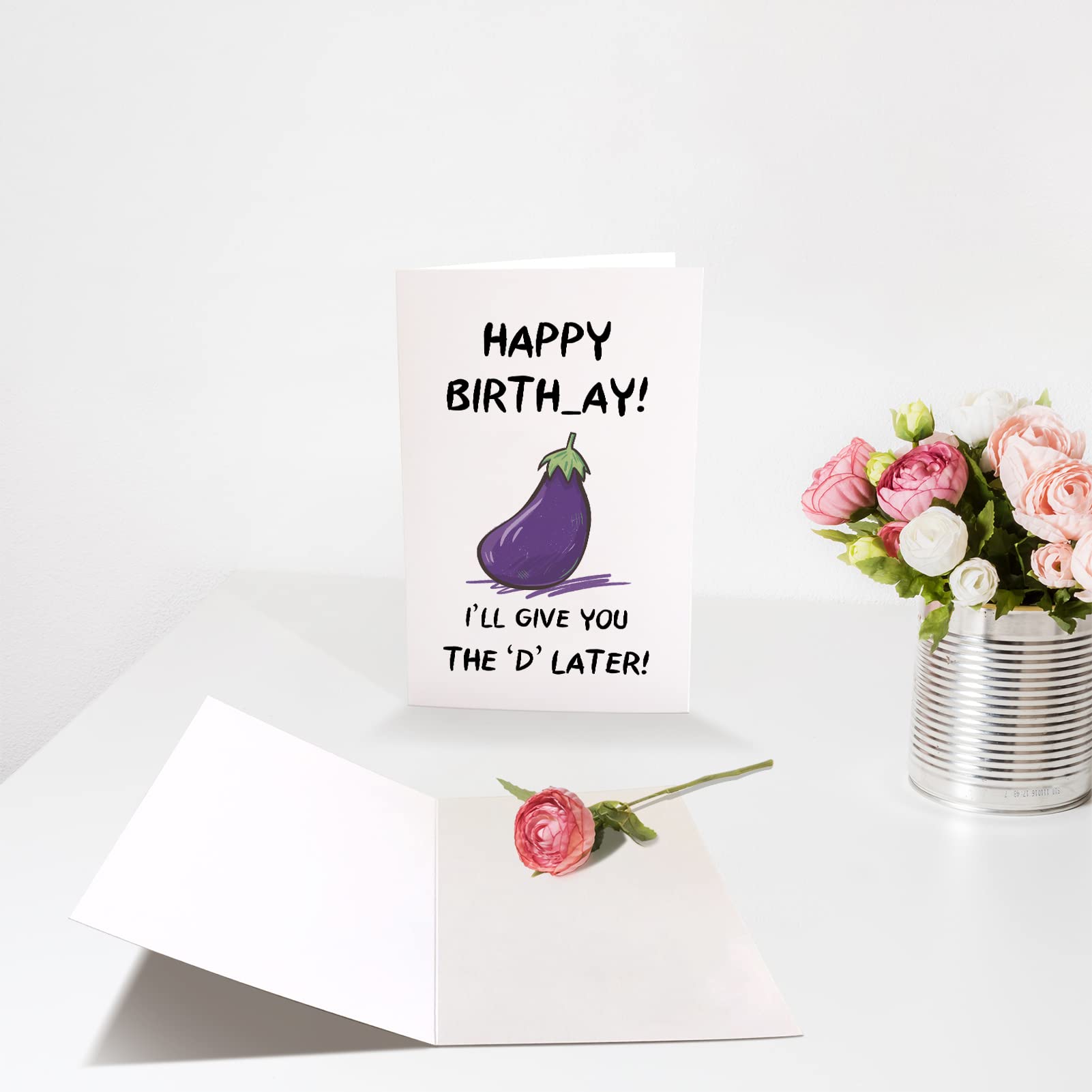 Chenive Happy Birthday Card for Wife Girlfriend, Naughty Birthday Greeting Card for Her, Funny Rude Bday Card, I’ll Give You The D Later