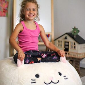 Furry Bean Bag Cover, Faux Fur Bean Bag Chair Cover for Kids, Teens and Adults 32x32x18in (Pinky Cat)