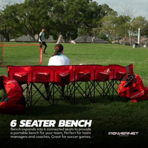 PowerNet Carli Lloyd 6 Seater Team Bench | Backpack Style Carry Bag Included | Ultra Portable | Great for Teams | Soccer Basketball Football