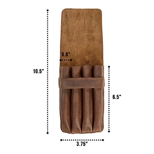 Leather Worx, Pen Holder, Pencil Case, Minimalist Style Holder, Classic Storage, Full Grain Leather, Handmade, Bourbon Brown