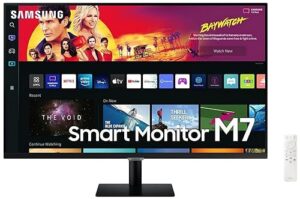 samsung 32" m70b series 4k uhd usb-c smart monitor & streaming tv, 4ms, 60hz, hdr10, wireless display, gaming and iot hubs, alexa built in, ls32bm702unxgo, 2022, black