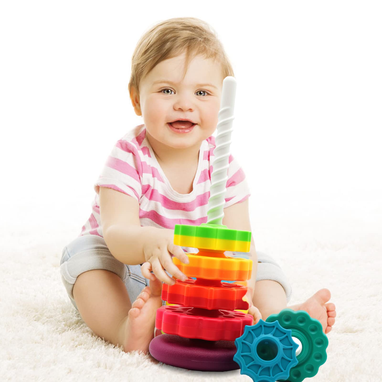 LBAIBB (1 PCS) Spinning Stacking Toys,Spin Toys ABS Plastic and Color Rainbow Design,Focus on Children Educational and Interactive Learning's Stack Toys, Suitable for Gifts for Boys and Girls