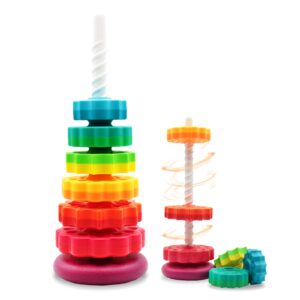 lbaibb (1 pcs) spinning stacking toys,spin toys abs plastic and color rainbow design,focus on children educational and interactive learning's stack toys, suitable for gifts for boys and girls