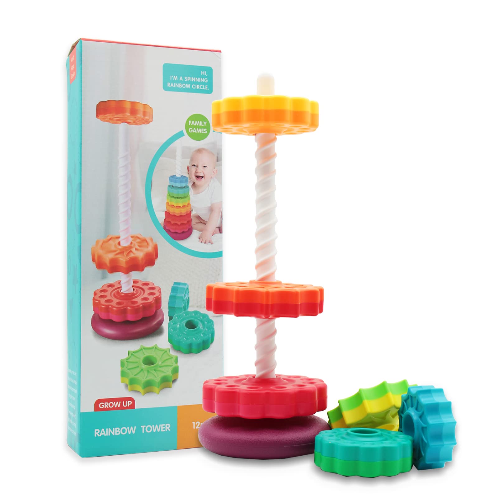 LBAIBB (1 PCS) Spinning Stacking Toys,Spin Toys ABS Plastic and Color Rainbow Design,Focus on Children Educational and Interactive Learning's Stack Toys, Suitable for Gifts for Boys and Girls