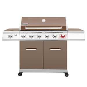 Royal Gourmet GA6402C 6-Burner Propane Gas Grill with Sear Burner and Side Burner, 74,000 BTU, Cabinet Style Outdoor BBQ Grill for Barbecue Grilling and Backyard Cooking, Coffee